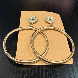 Gold Hoop Earrings with Crystal Accents